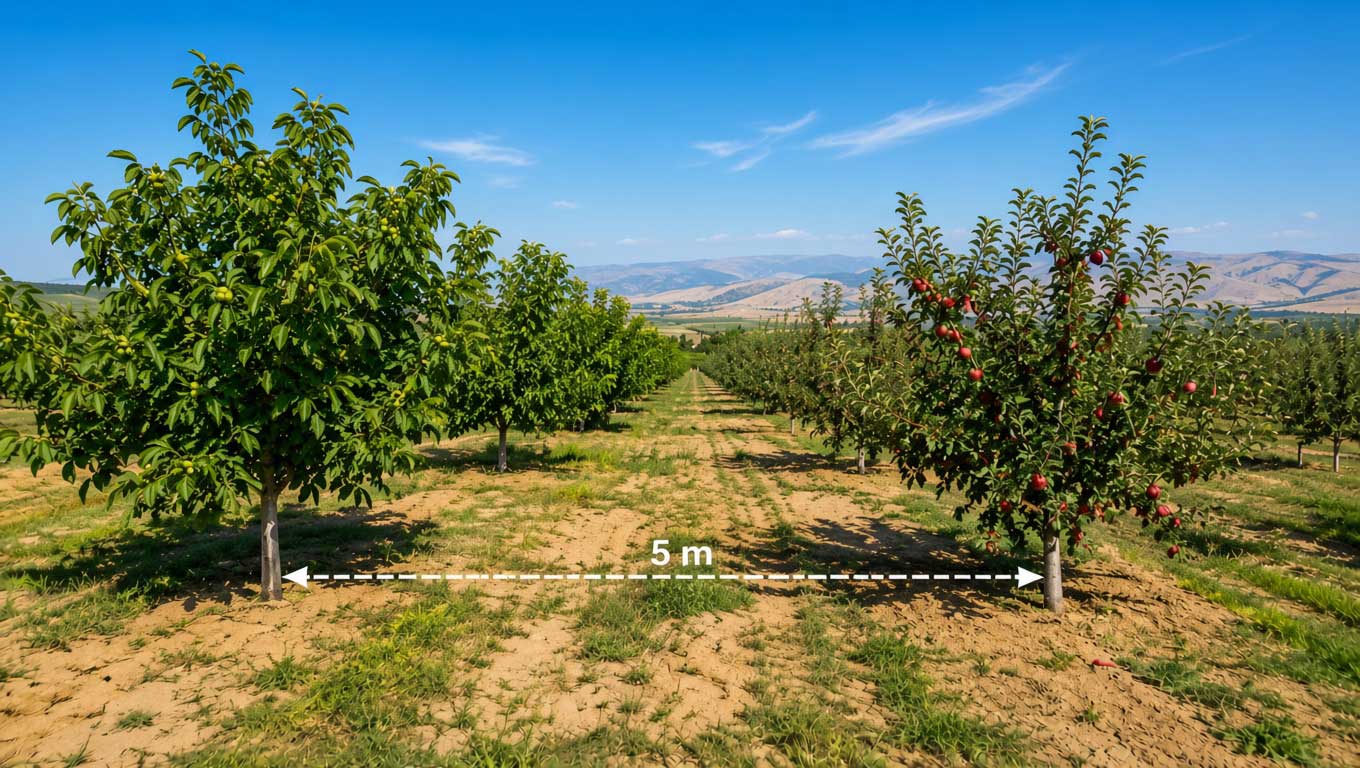 فاصله کاشت درختان میوه چقدر باید باشد؟ راهنمای انتخاب فاصله مناسب برای احداث باغ