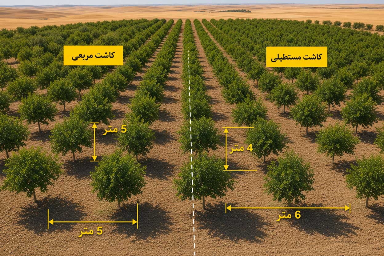 فاصله کاشت درختان میوه چقدر باید باشد؟ راهنمای انتخاب فاصله مناسب برای احداث باغ