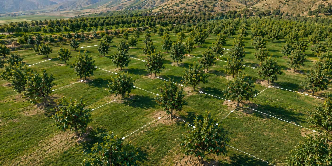 فاصله کاشت درختان میوه چقدر باید باشد؟ راهنمای انتخاب فاصله مناسب برای احداث باغ